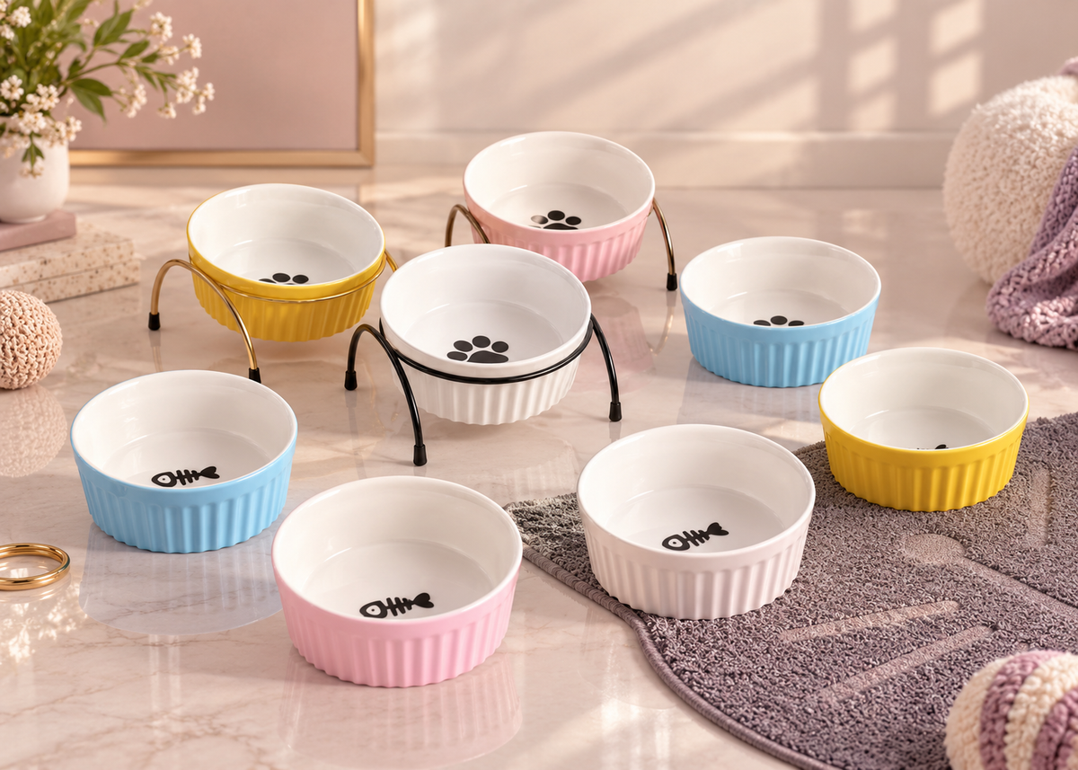 Gold Rim Pet Bowl