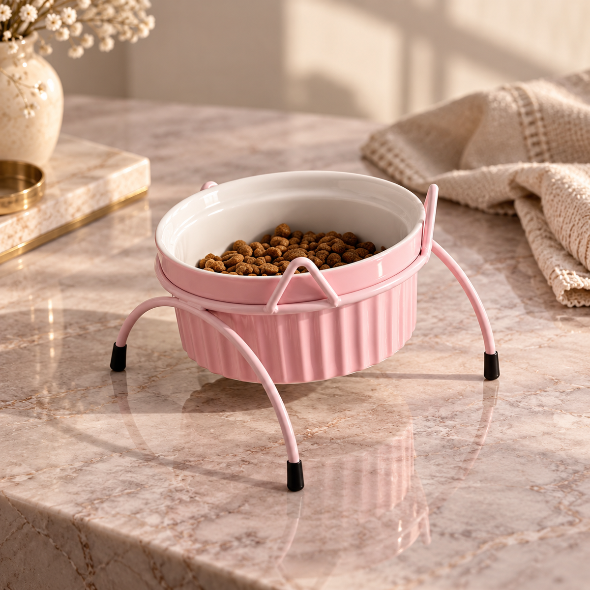 Gold Rim Pet Bowl